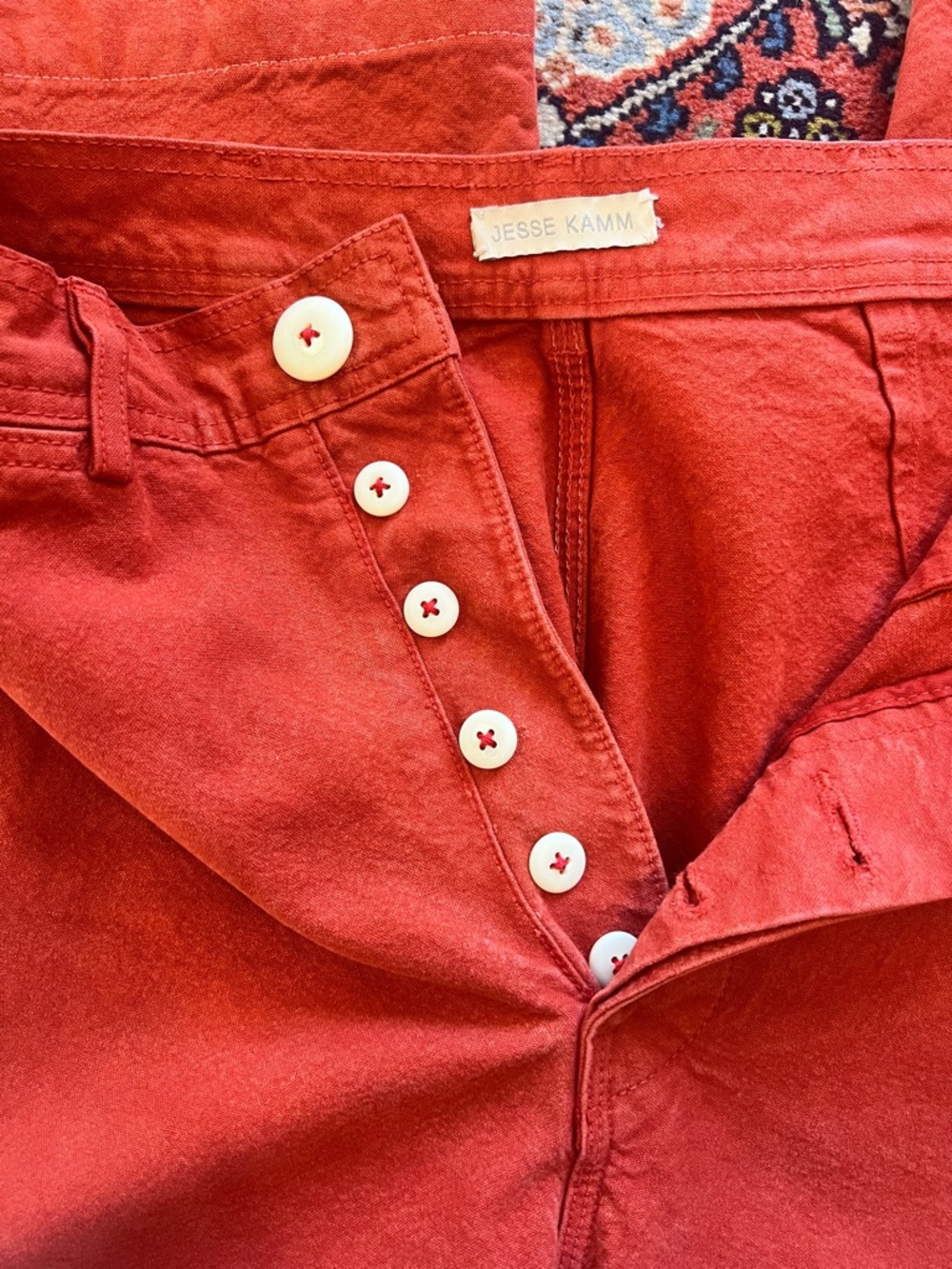 Jesse Kamm Sailor Pants Paprika Rust Orange Medium - Picture 8 of 9